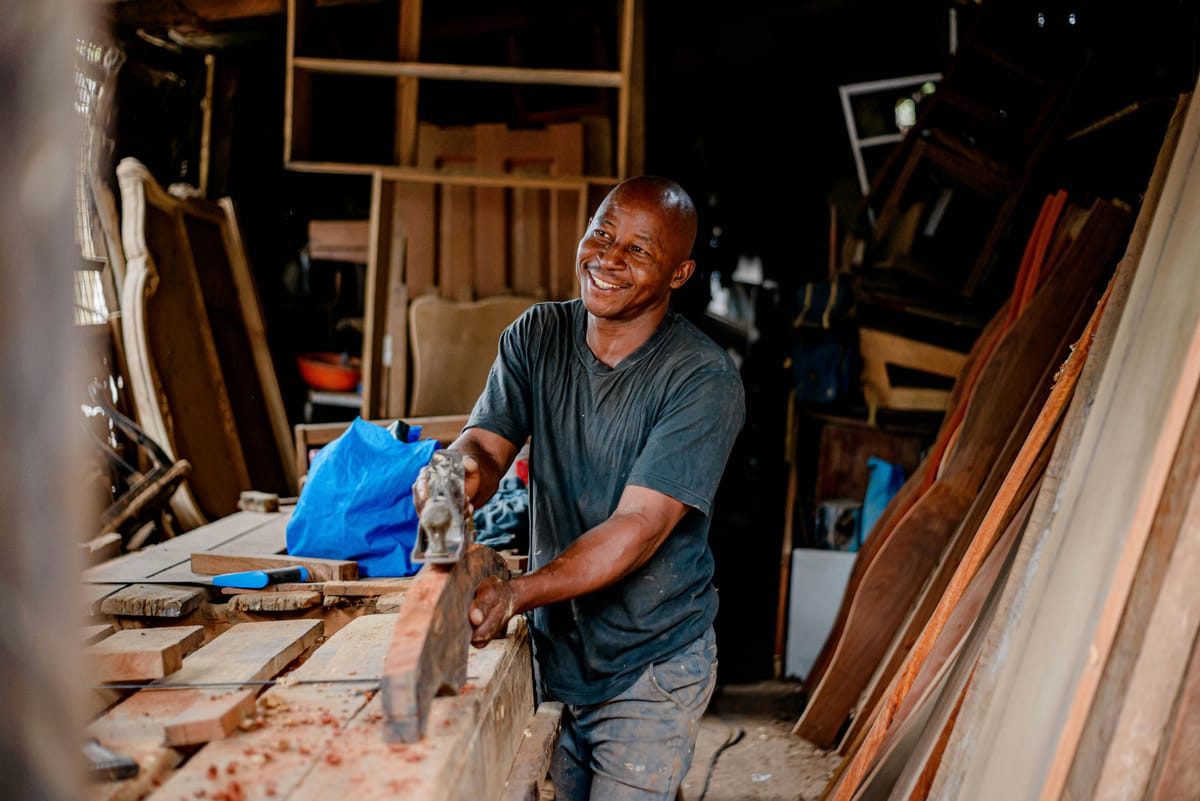 Craftsman working with hand tools in a workshop