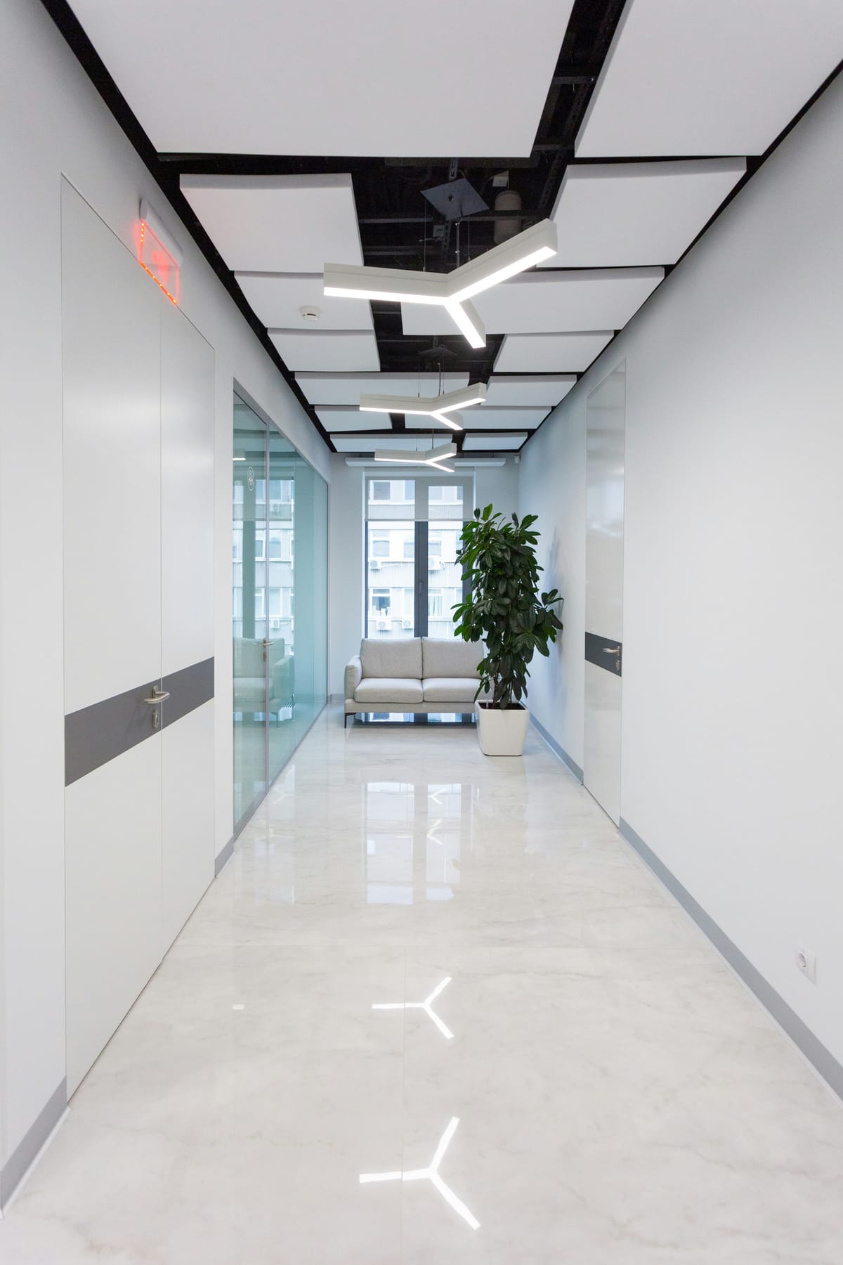 Modern commercial building interior corridor